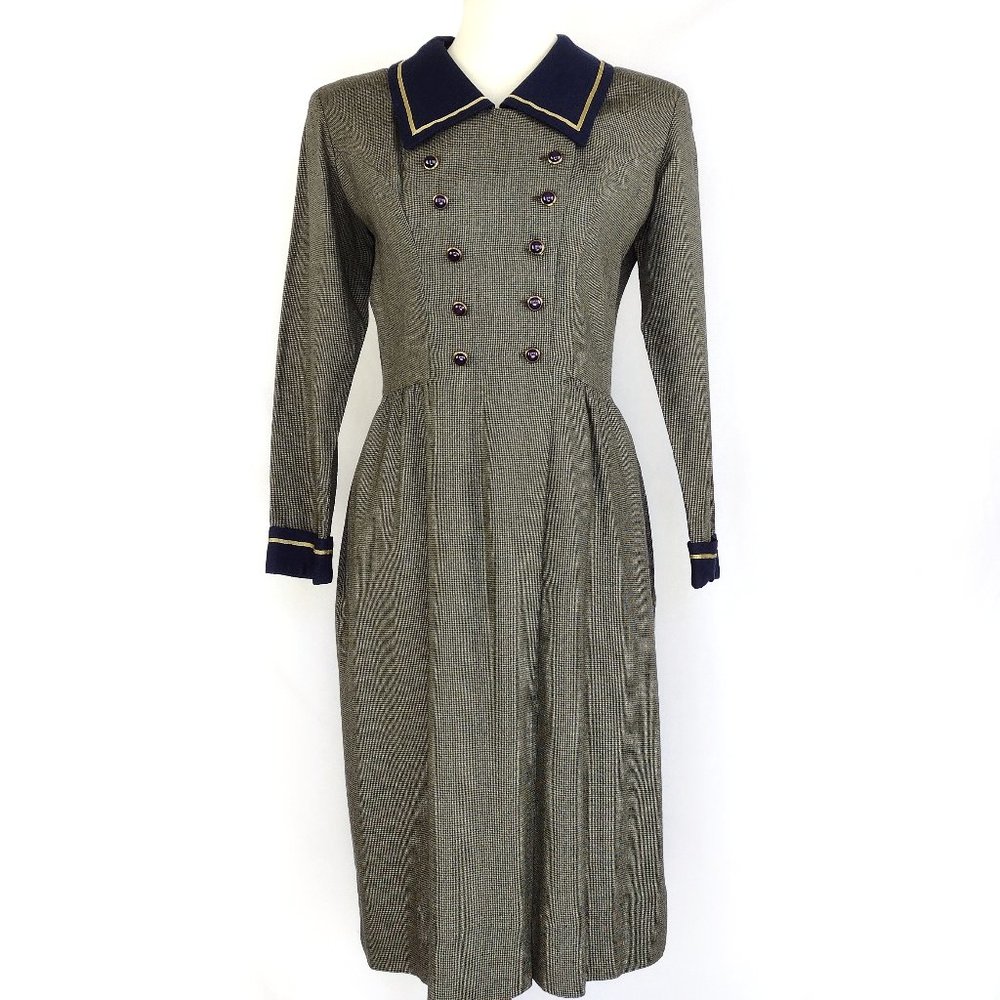 Vintage 50s 60s Lanz Plaid Sailor Collar Retro Academia Dress Size 4